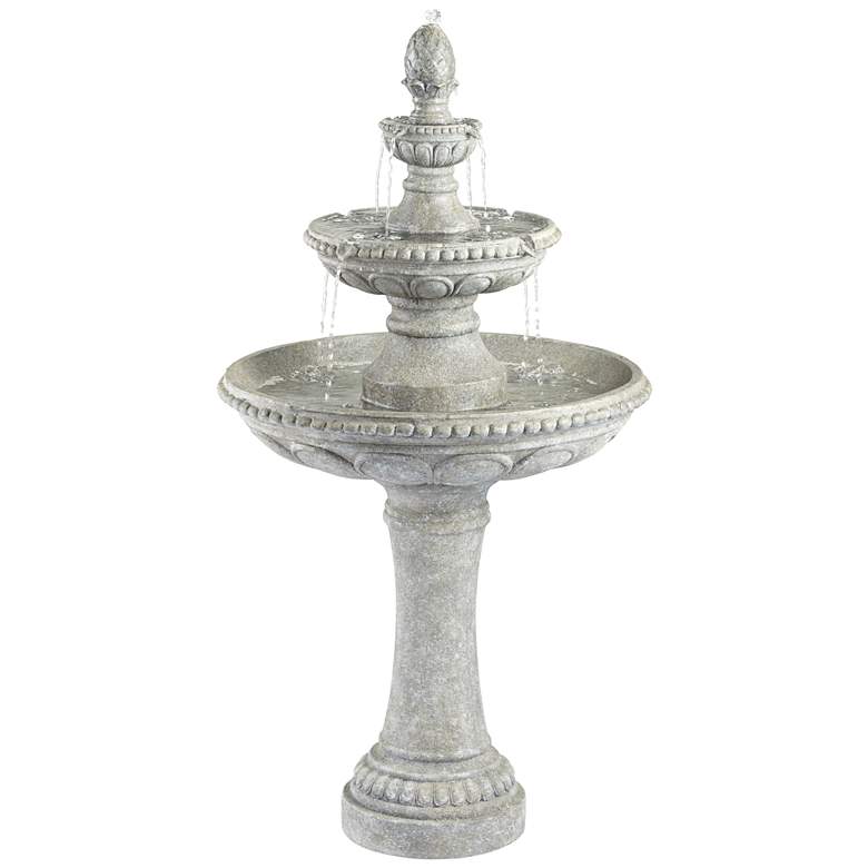 Image 6 Pineapple Old Stone Finish 44" High 3-Tier Outdoor Garden Fountain more views