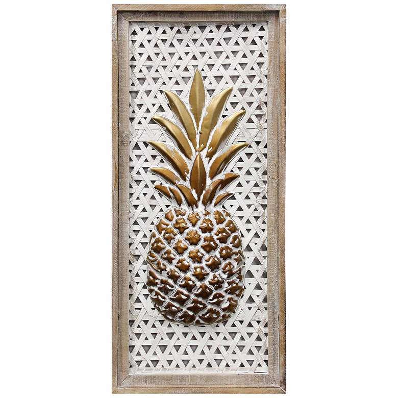 Image 1 Pineapple Panel 29 1/4 inch High Rectangular Wood Wall Panel