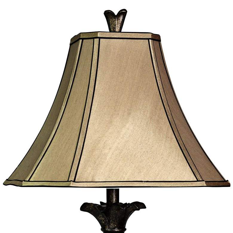 Image 3 Pineapple Textured Brown Table Lamp with Beige Fabric Shade more views
