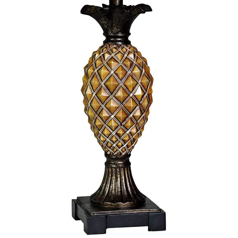 Image 4 Pineapple Textured Brown Table Lamp with Beige Fabric Shade more views