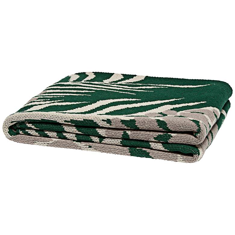 Image 1 Pinecone Hunter Green and Gray Jacquard Knit Throw Blanket