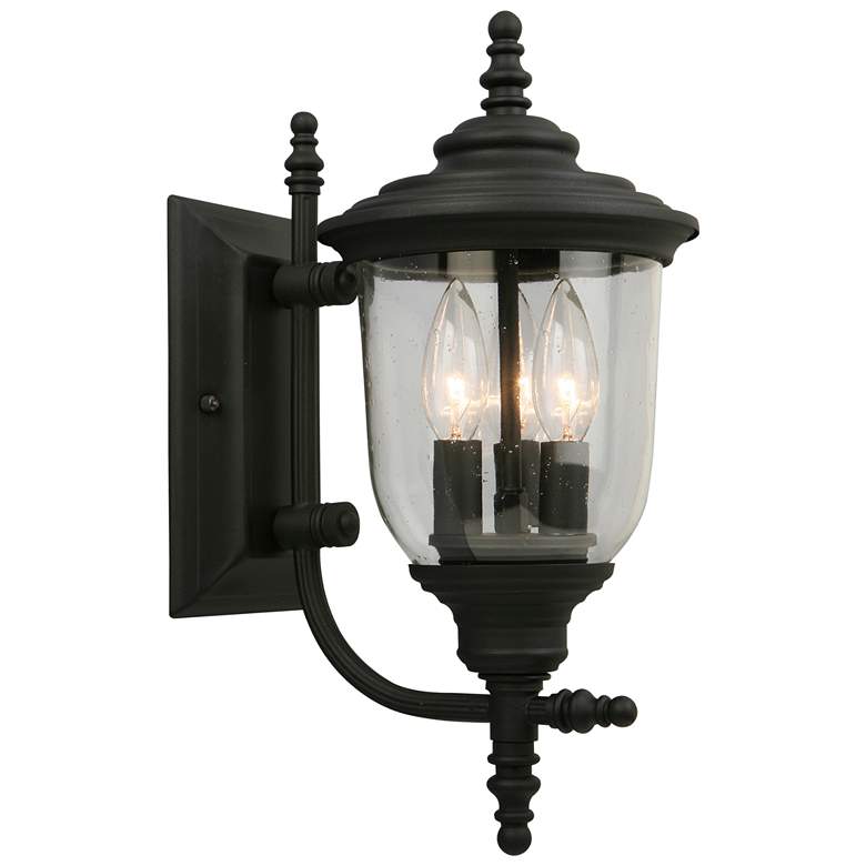Image 1 Pinedale - 15 inch Outdoor Wall Light - Matte Black - Clear Seeded Glass