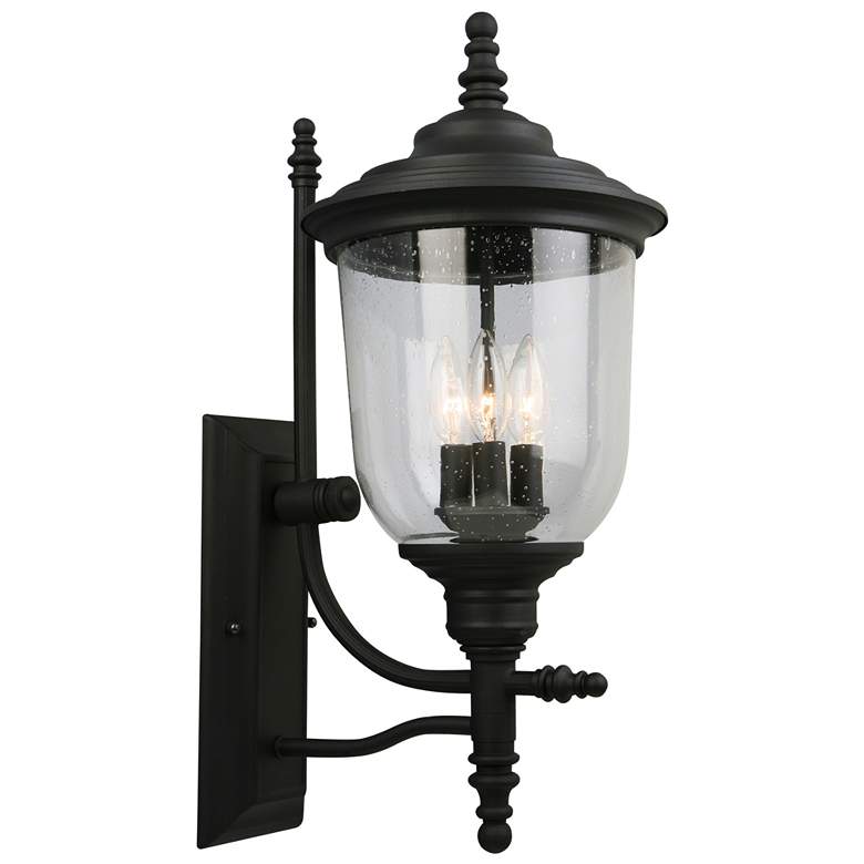 Image 1 Pinedale - 3-Light Outdoor Wall Light - Matte Black - Clear Seeded Glass