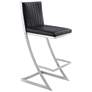 Pinellas 30 in. Barstool in Stainless Steel, Vintage Black Faux Leather