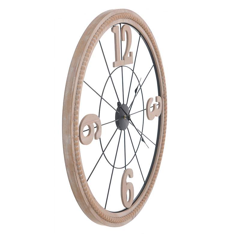 Image 3 Pinewood 31.5" White Washed Wood And Black Wood And Metal Wall Clock more views