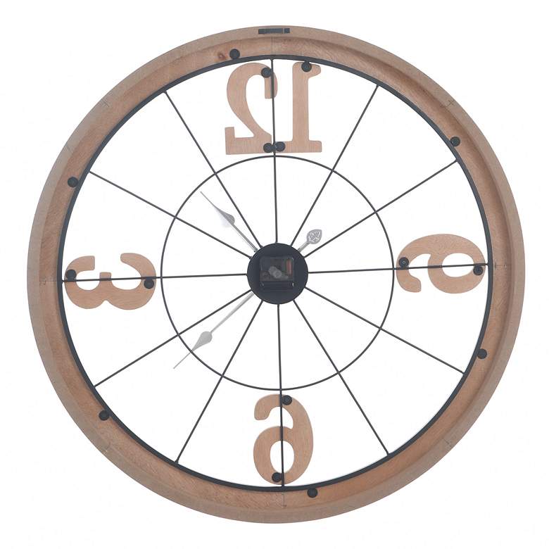 Image 4 Pinewood 31.5" White Washed Wood And Black Wood And Metal Wall Clock more views