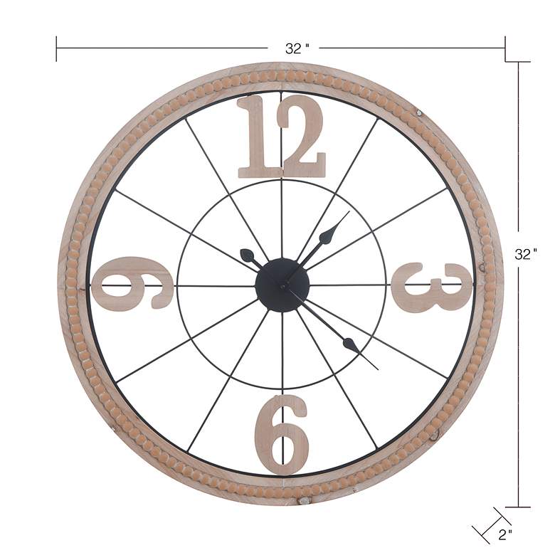 Image 7 Pinewood 31.5" White Washed Wood And Black Wood And Metal Wall Clock more views