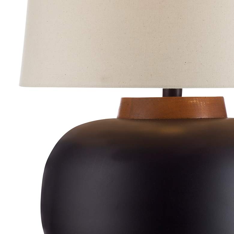 Image 2 Ping Black and Brown Accent Table Lamp with Beige Shade more views