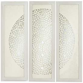 Image3 of Pini Woven Ivory 47" High Mirrored Wall Art Set of 3