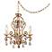 Pink and Citron Swag Plug-In Style 4-Light Chandelier