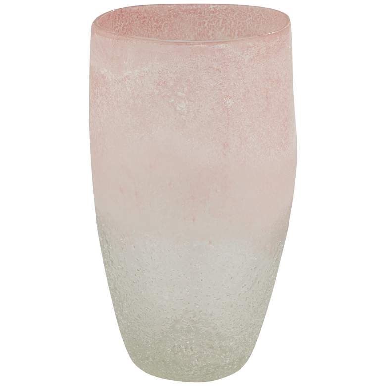 Pink and Clear 12 1/4 inch High Glass Decorative Vase