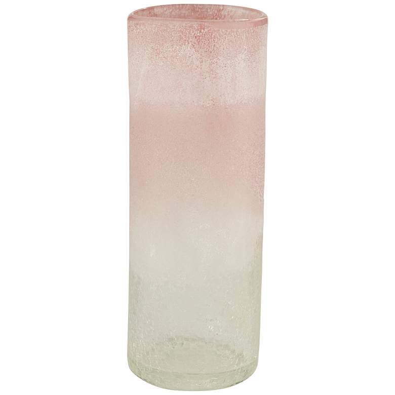 Image 1 Pink and Clear 12 inch High Cylinder Glass Decorative Vase