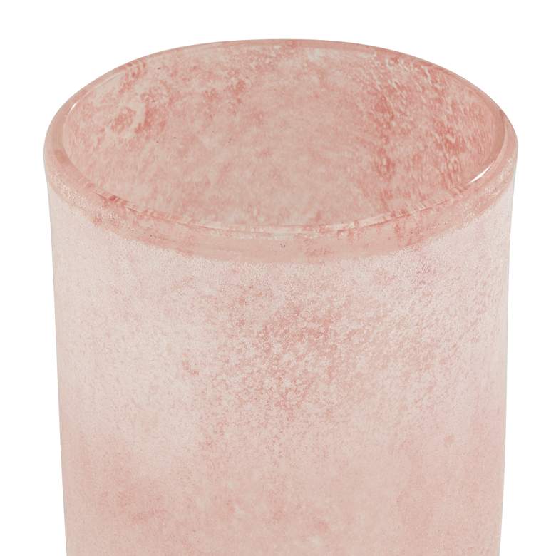 Image 2 Pink and Clear 8 inch High Cylinder Glass Decorative Vase more views