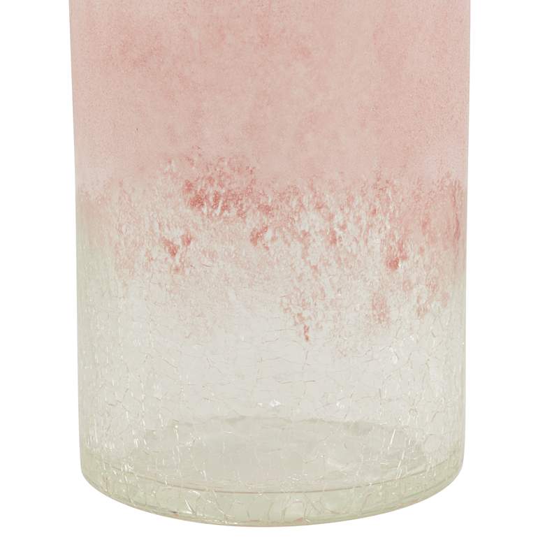 Image 3 Pink and Clear 8" High Cylinder Glass Decorative Vase more views
