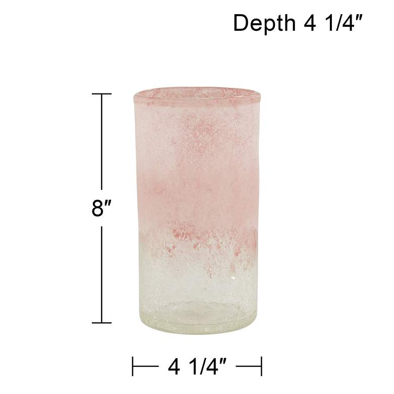 Image 5 Pink and Clear 8" High Cylinder Glass Decorative Vase more views