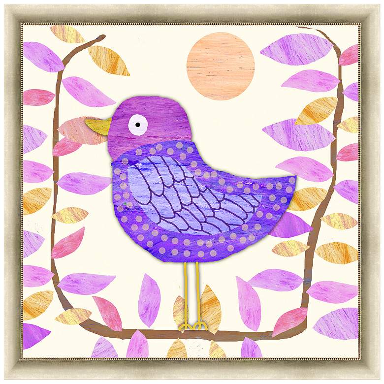 Image 1 Pink and Purple Bird 24 inch Square Gold Framed Canvas Art