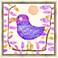 Pink and Purple Bird 24" Square Gold Framed Canvas Art