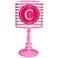 Pink And Raspberry "C" Striped Monogram Kids Table Lamp