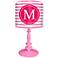 Pink And Raspberry "M" Striped Monogram Kids Table Lamp