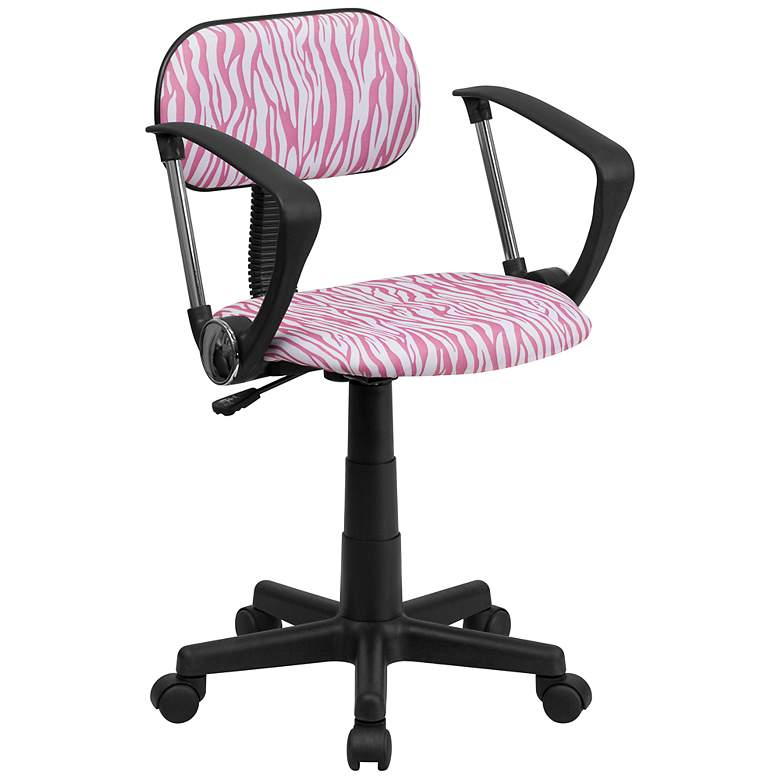 Image 1 Pink and White Zebra Print Computer Chair