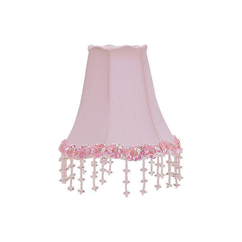 Image 1 Pink Beaded Floral Bell Shade 3x5x4.45 (Clip-On)