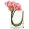 Pink Calla Lily 12"W Faux Flowers in Rectangular Glass Vase