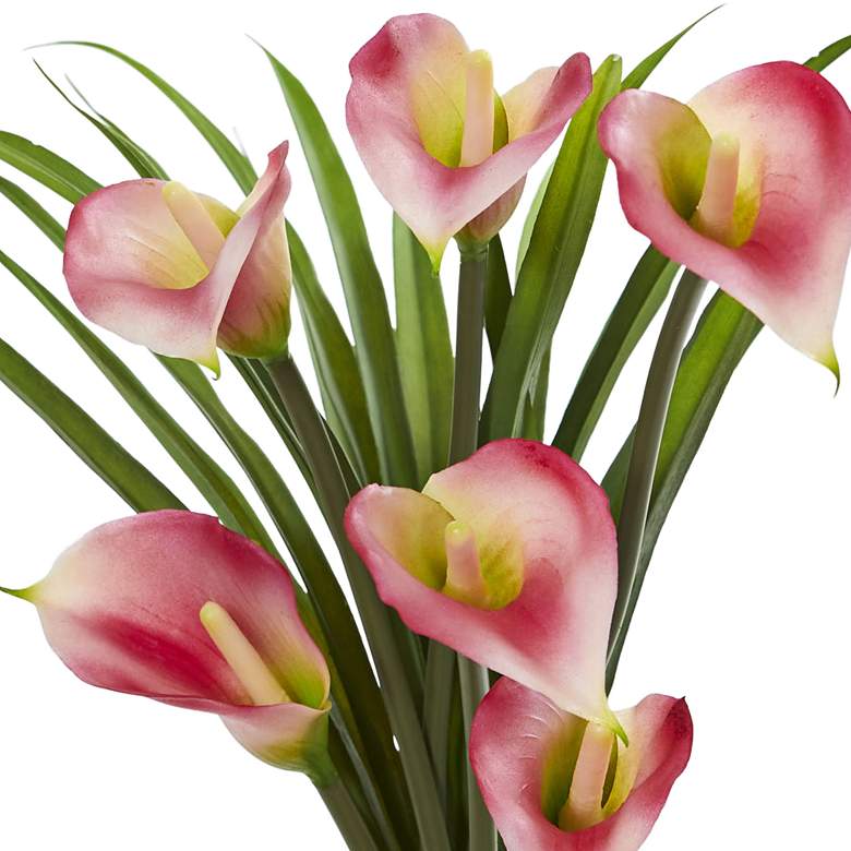 Image 2 Pink Calla Lily and Grass 15 1/2 inch Wide Faux Flowers in Vase more views