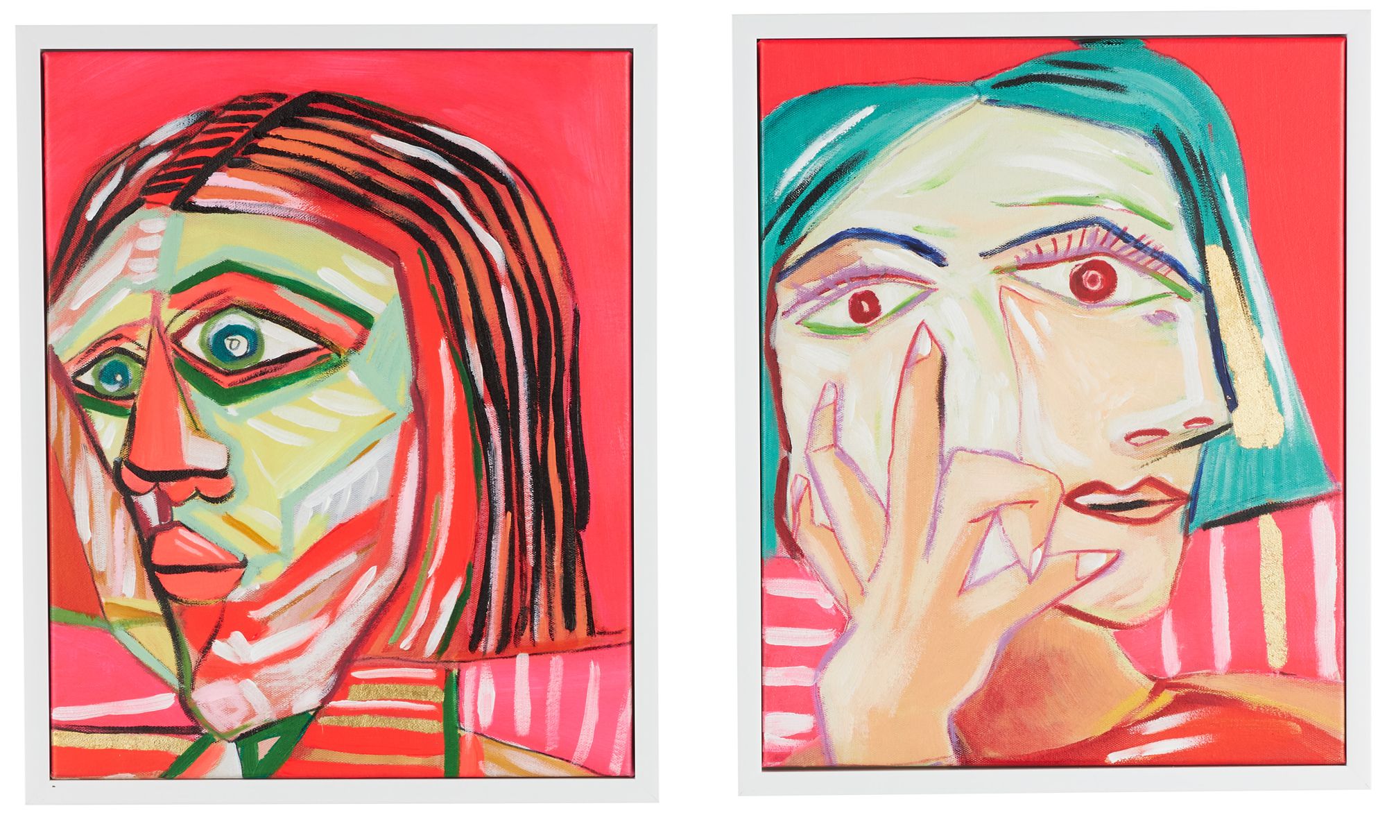 Image 2 Pink Canvas Eclectic Framed Wall Art, S/2 17"W, 21"H