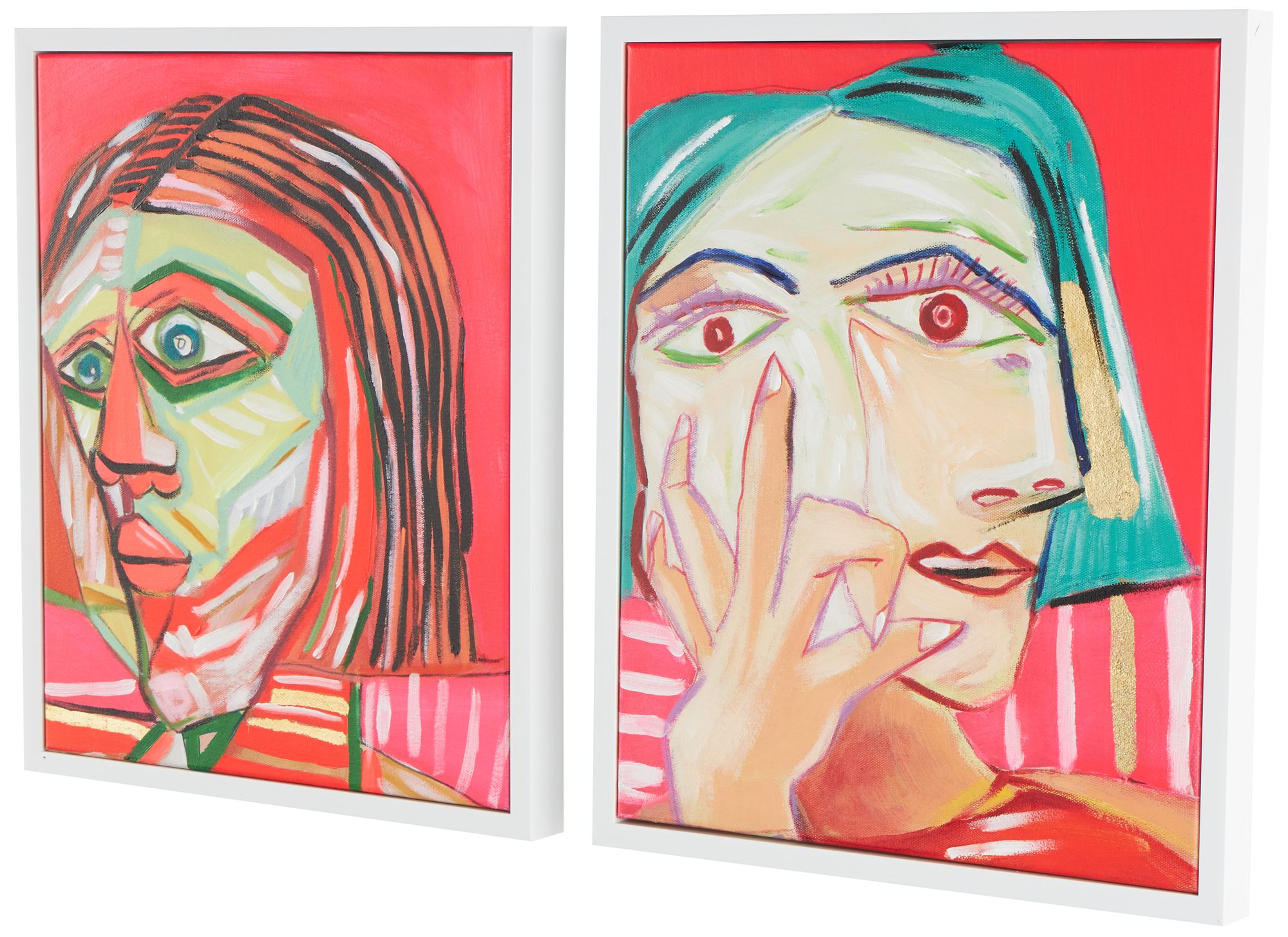 Image 6 Pink Canvas Eclectic Framed Wall Art, S/2 17"W, 21"H more views