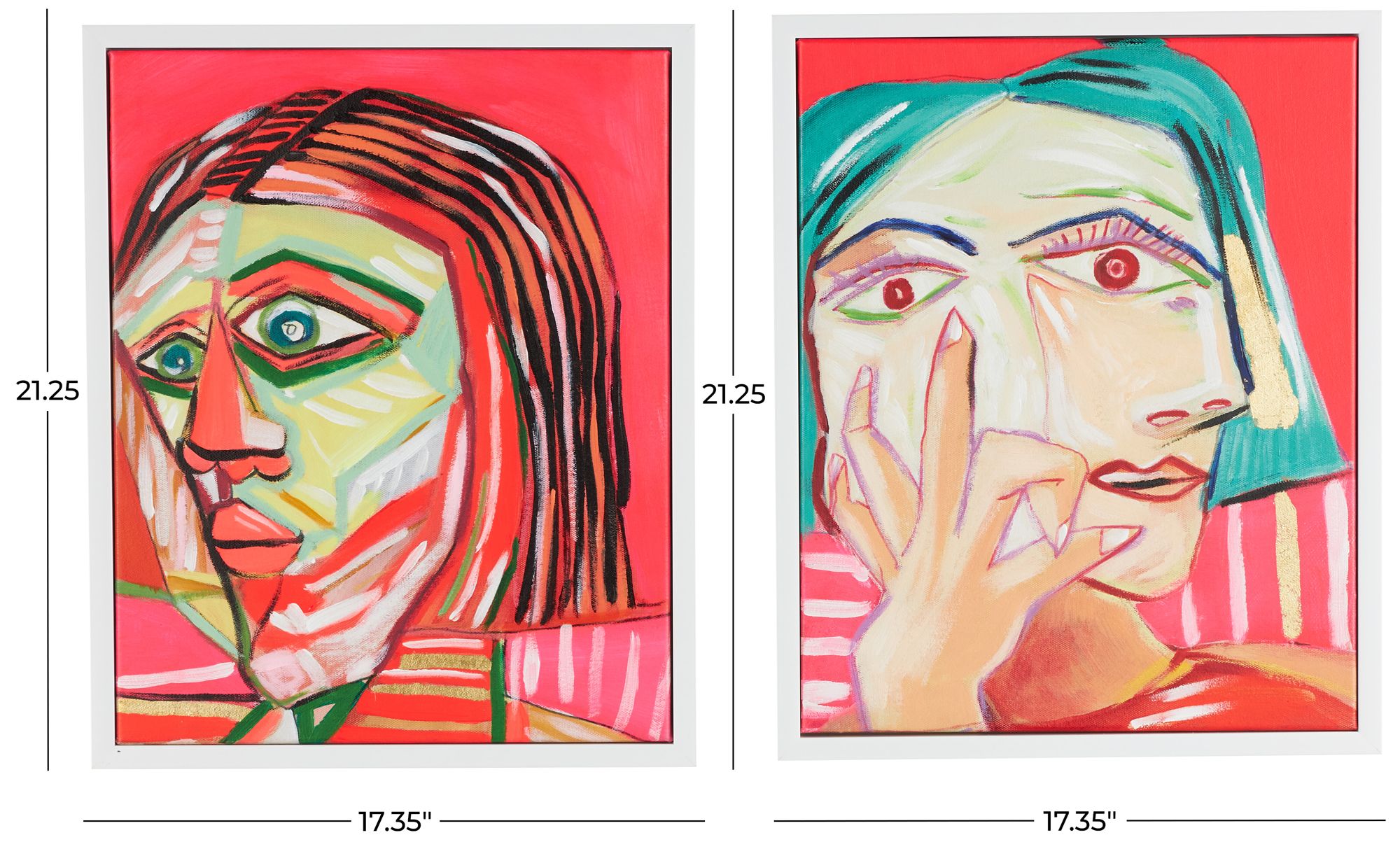 Image 7 Pink Canvas Eclectic Framed Wall Art, S/2 17"W, 21"H more views