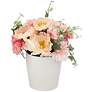 Pink Daisy and Peach Hydrangea 12" High Faux Flowers in Pot