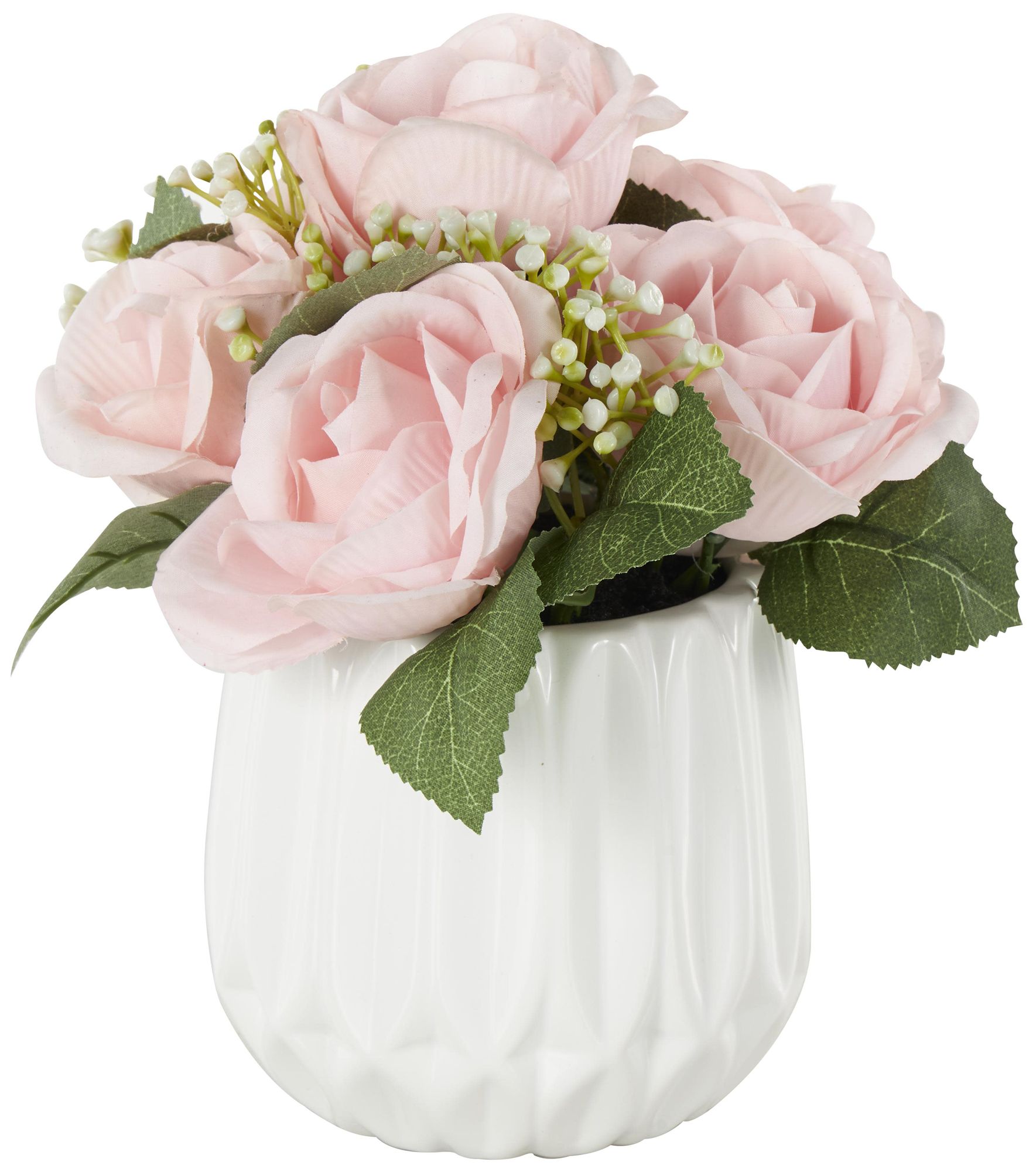 Image 2 Pink Fabric Modern Artificial Flower, 8" x 8" x 9"