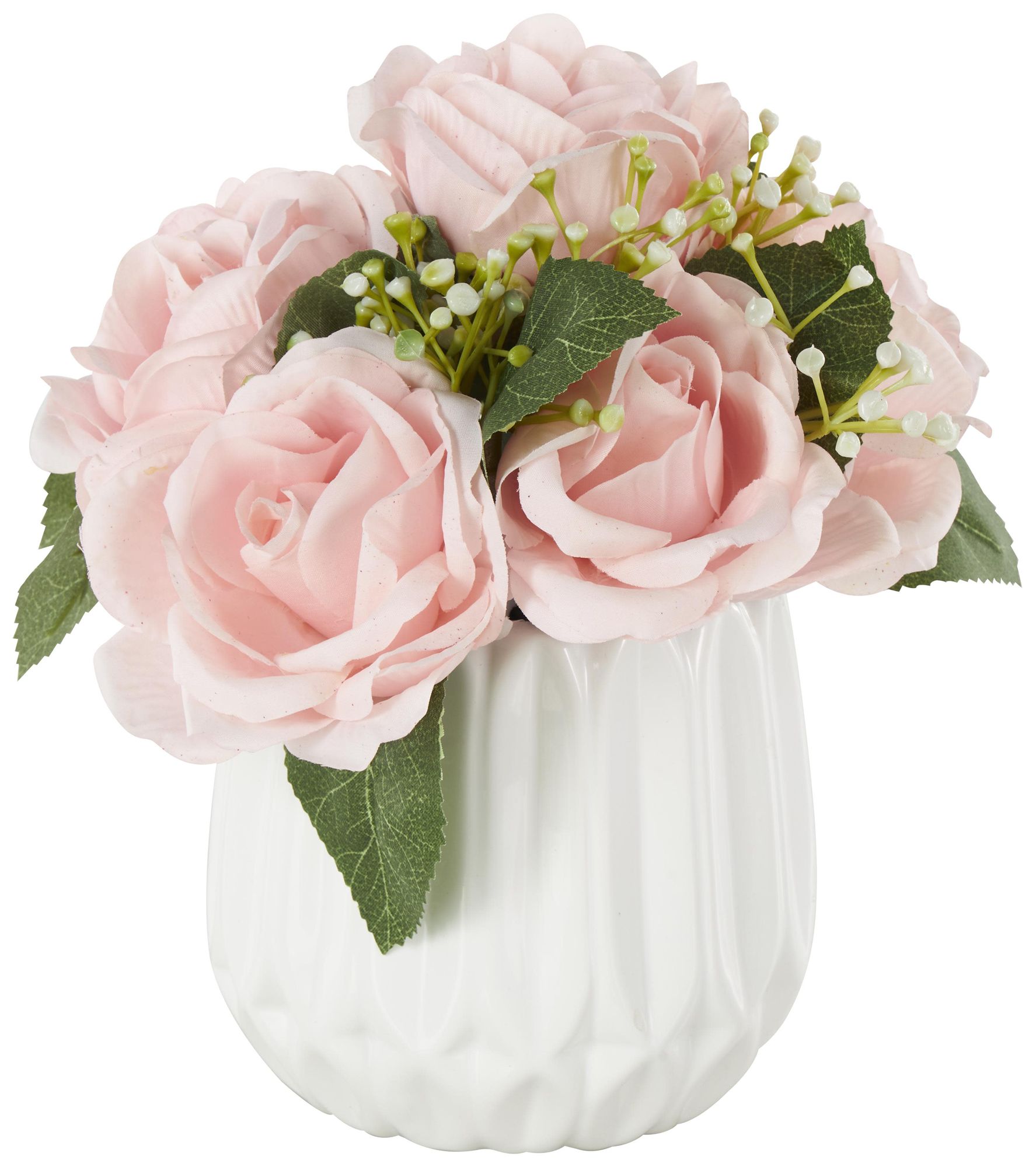 Image 5 Pink Fabric Modern Artificial Flower, 8" x 8" x 9" more views