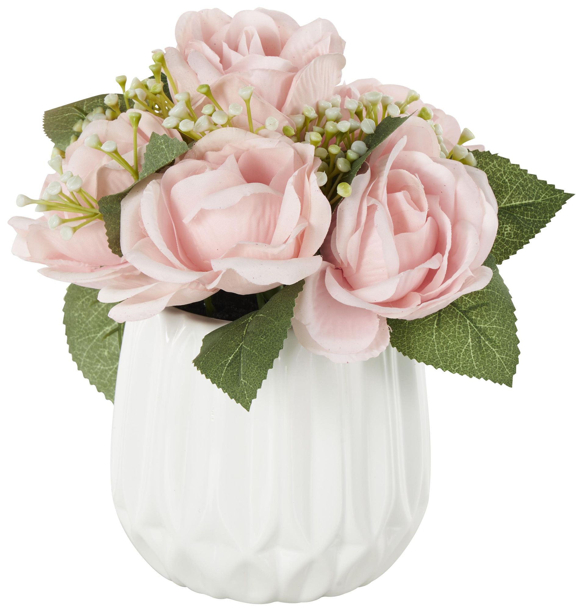 Image 6 Pink Fabric Modern Artificial Flower, 8" x 8" x 9" more views