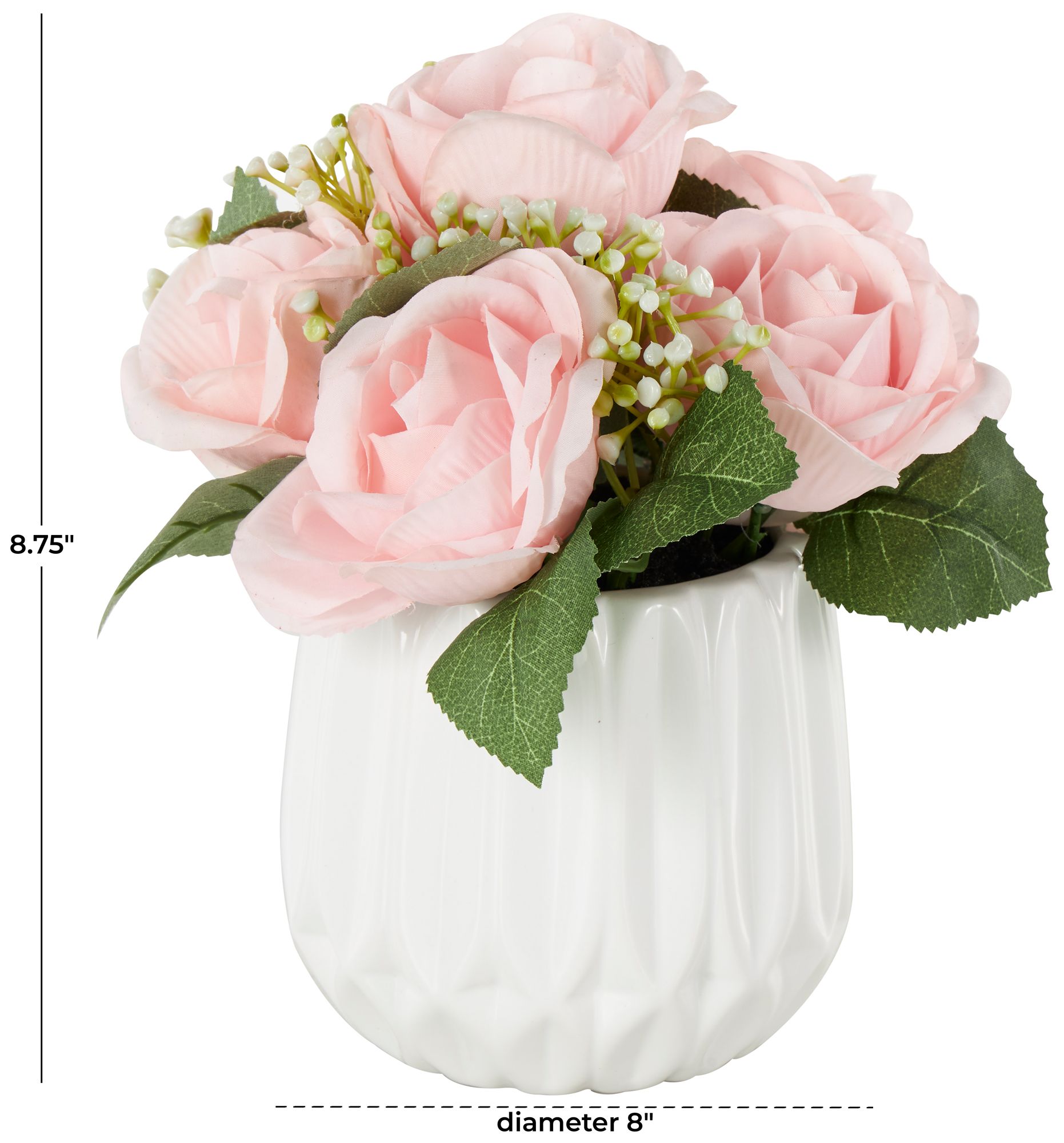 Image 7 Pink Fabric Modern Artificial Flower, 8" x 8" x 9" more views