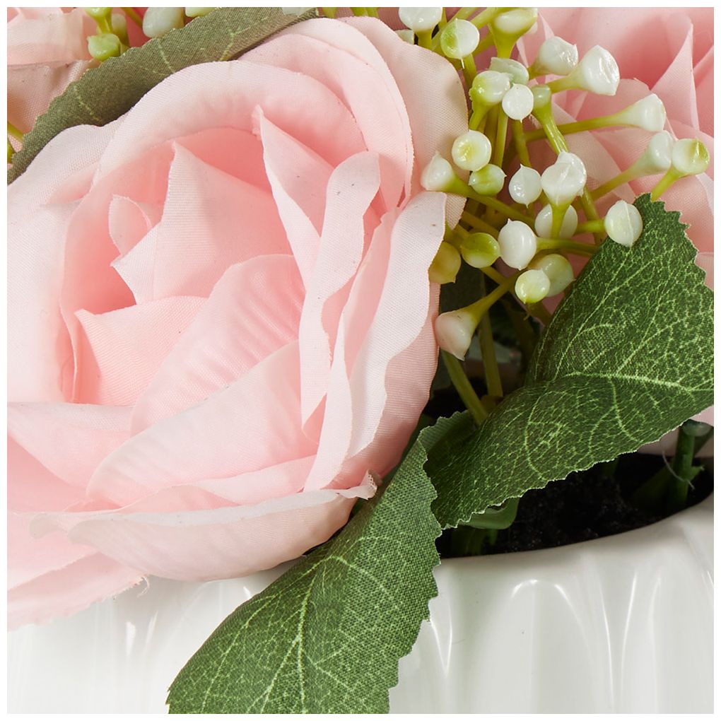 Pink Fabric Modern Artificial Flower, 8" x 8" x 9"