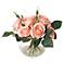 Pink Faux Roses in Glass Container
