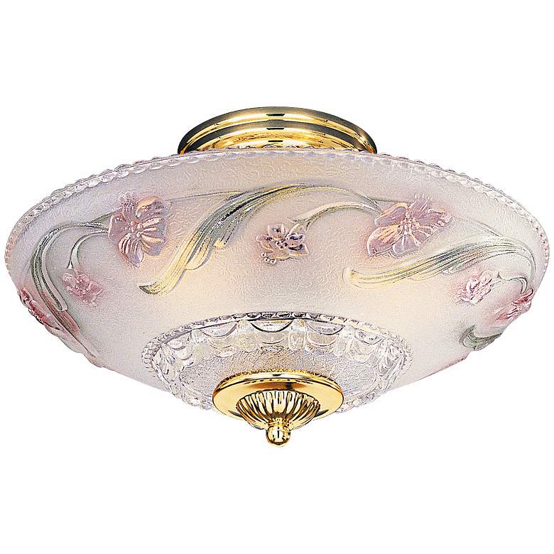 Image 1 Pink Flower Antique Look 14 inch Wide Ceiling Light