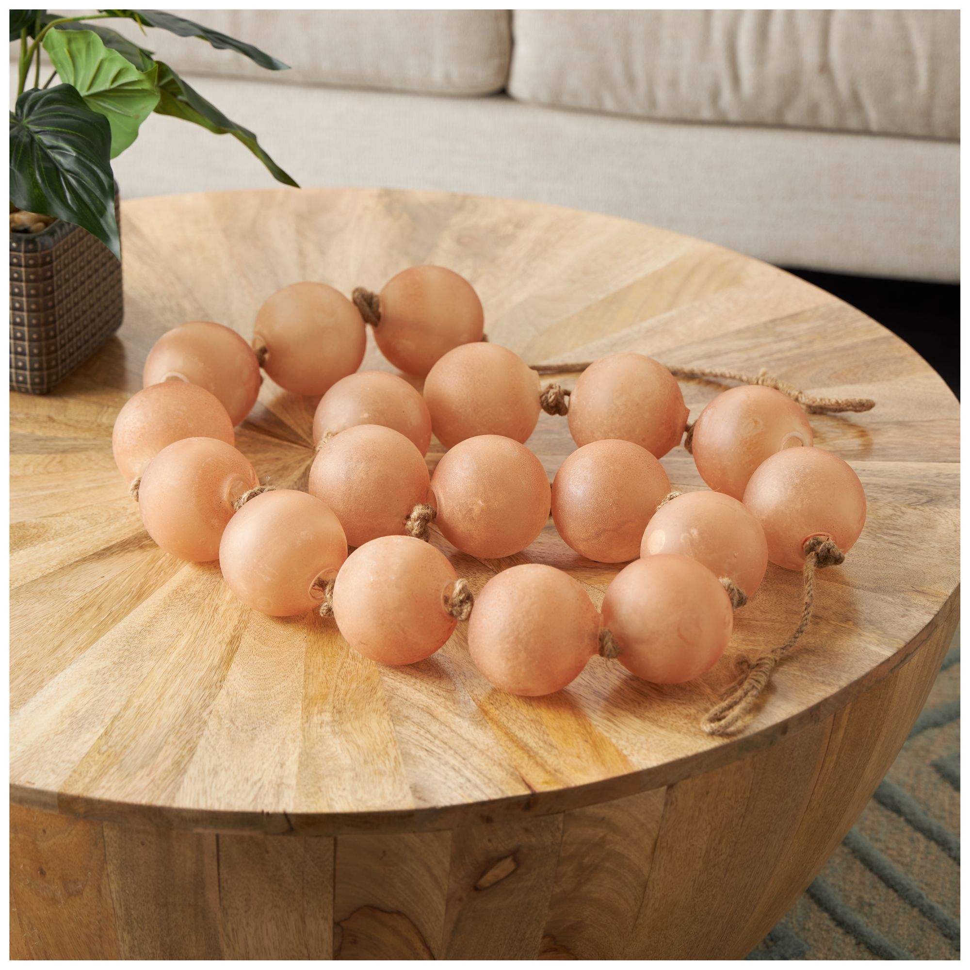 Image 3 Pink Glass Coastal Garland with Tassel, 91" x 3" x 3" more views