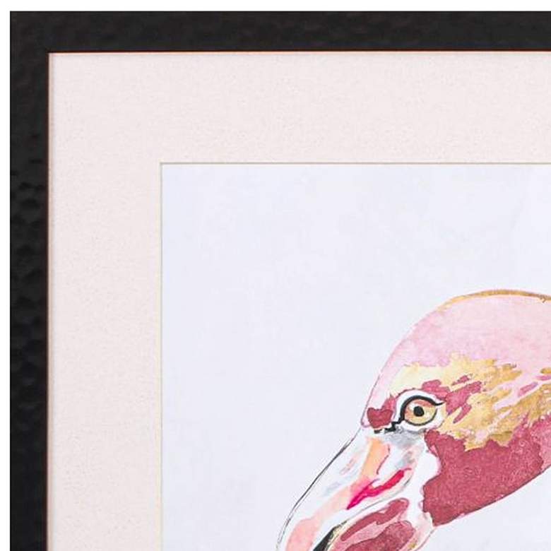 Image 2 Pink Golden Flamingo 28" High Printed Framed Wall Art more views