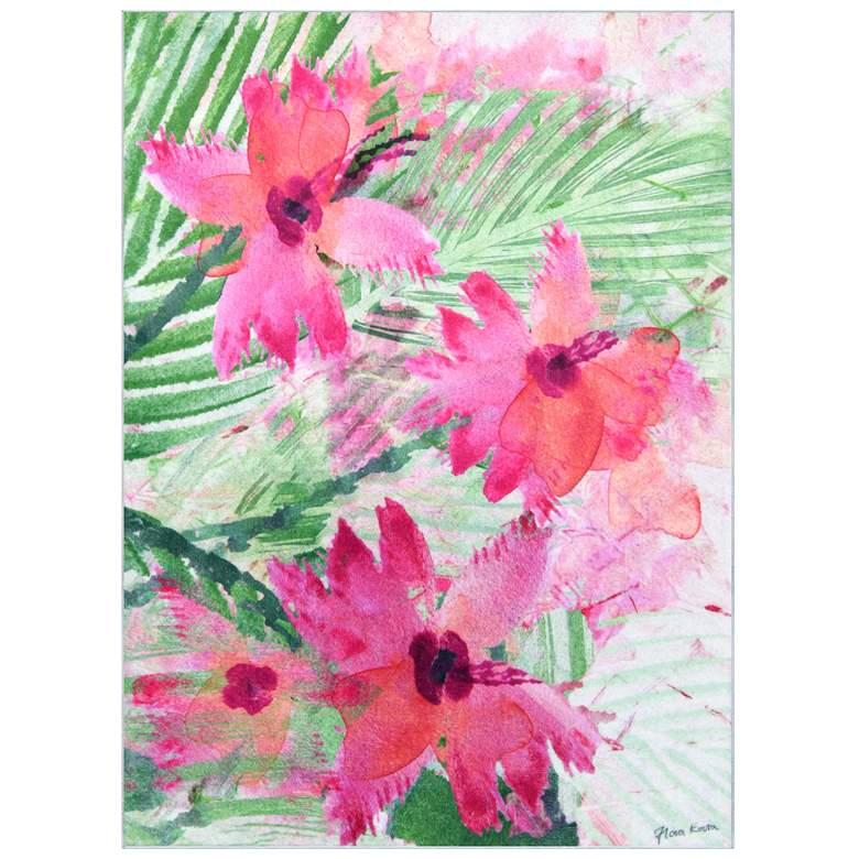 Image 1 Pink Green Floral I 8'x10'Hand Washable Flowers Power-loomed Art Area Rug