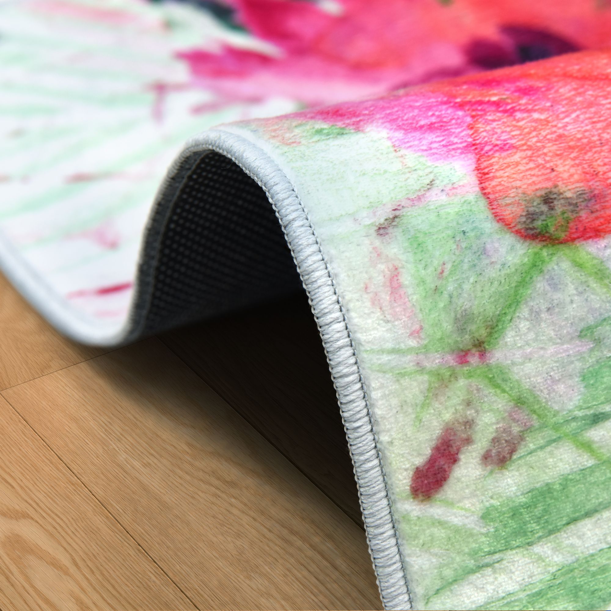 Image 6 Pink Green Floral I 8'x10'Hand Washable Flowers Power-loomed Art Area Rug more views