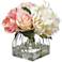 Pink Hydrangeas, Rose and Peony 11" High Faux Flower Vase