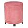 Pink Leather with Nickel Nailhead Round Ottoman