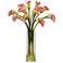 Pink Mini Calla Lily 20" High Faux Flowers in Glass Vase