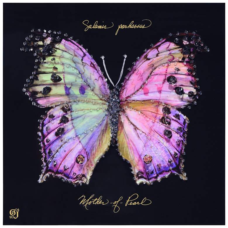 Image 1 Pink Monarch Elegance Crystallus Coated Wrapped Butterfly Canvas Wall Art