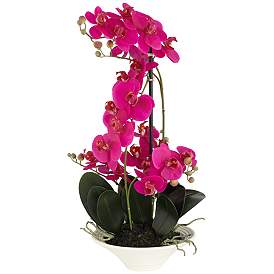 Image1 of Pink Orchid 24" High Faux Flowers in White Pot