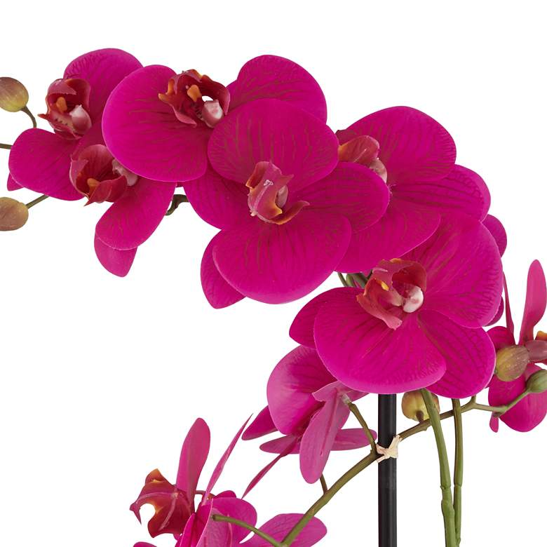 Image 2 Pink Orchid 24 inch High Faux Flowers in White Pot more views