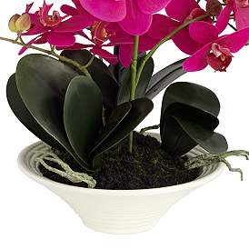Image3 of Pink Orchid 24" High Faux Flowers in White Pot more views