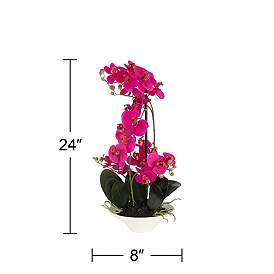 Image4 of Pink Orchid 24" High Faux Flowers in White Pot more views
